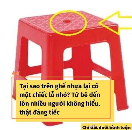 Tại sao trên ghế nhựa lại có một chiếc lỗ nhỏ? Từ bé đến lớn nhiều người không hiểu, thật đáng tiếc