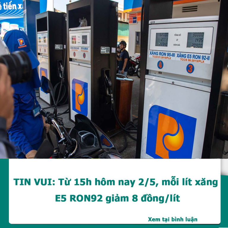 Giá xăng RON95 tăng, xăng E5 RON92 giảm từ chiều nay