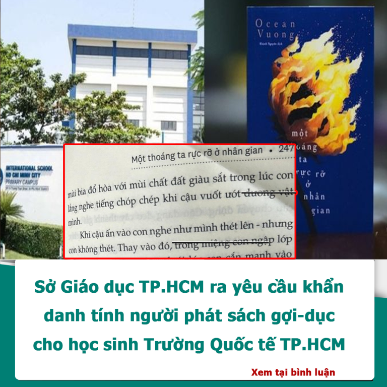 Sở Giáo dục TP.HCM ra yêu cầu khẩn, danh tính người phát sách gợi-dục cho học sinh Trường Quốc tế TP.HCM