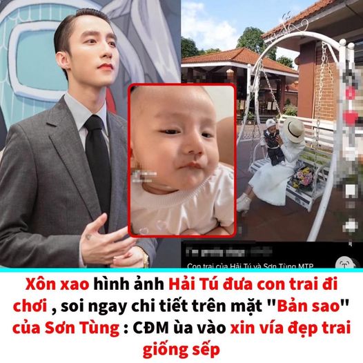 Xôn xao hình ảnh Hải Tú đưa con trai đi chơi, soi ngay chi tiết trên mặt “bản sao” của Sơn Tùng: CĐM ùa vào xin vía đẹp trai giống sếp