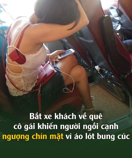 Bắt xe khách về quê, cô gái khiến người ngồi cạnh cũng ngượng chín mặt vì áo lót bung cúc