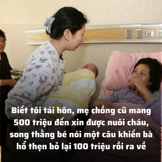 Biết tôi tái hôn, mẹ chồng cũ mang 500 triệu đến xin được nuôi cháu, song thằng bé nói một câu khiến bà hổ thẹn bỏ lại 100 triệu rồi ra về