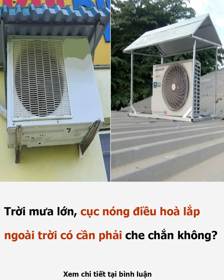 Trời mưa lớn, cục nóng điều hoà lắp ngoài trời có cần phải che chắn không?