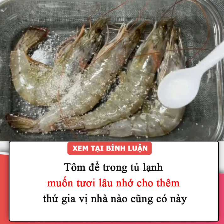 Tôm để trong tủ lạnh muốn tươi lâu nhớ cho thêm thứ gia vị nhà nào cũng có này