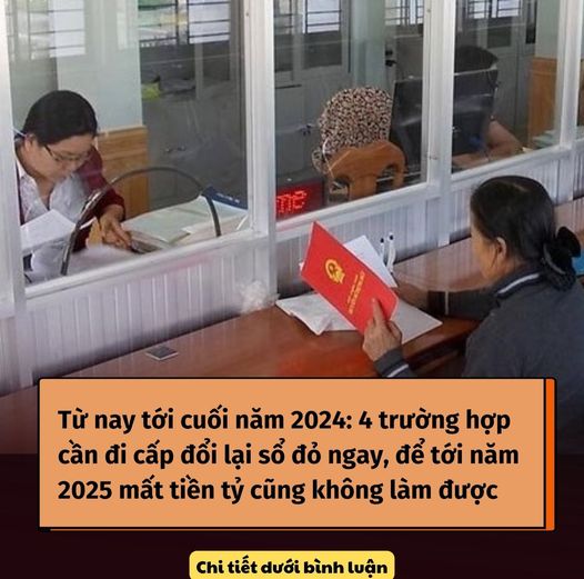 Từ nay tới cuối năm 2024: 4 trường hợp cần đi cấp đổi lại sổ đỏ ngay, để tới năm 2025 mất tiền tỷ chưa chắc đã làm được