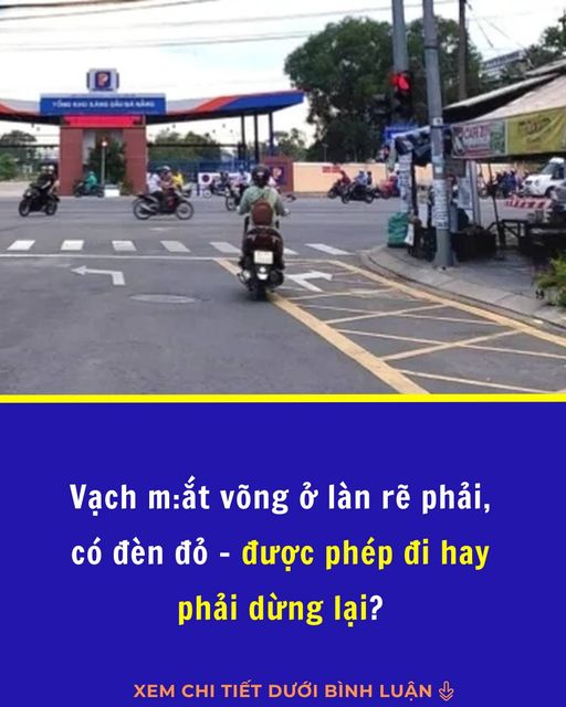 Đèn đỏ cho phép rẽ, phương tiện đi ngoài làn có vạch mắt võng có được rẽ không?