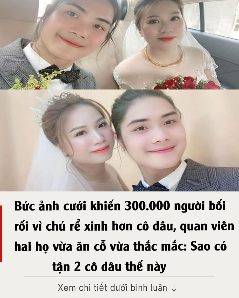 Bức ảnh cưới khiến 300.000 người bối rối vì chú rể xinh hơn cô dâu, quan viên hai họ vừa ăn cỗ vừa thắc mắc: Sao có tận 2 cô dâu thế này?