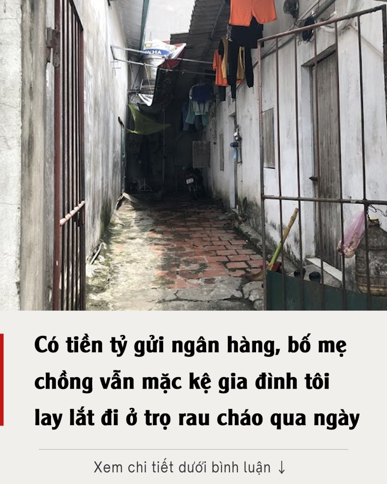 Có tiền tỷ gửi ngân hàng, bố mẹ chồng vẫn mặc kệ gia đình tôi lay lắt đi ở trọ, rau cháo qua ngày