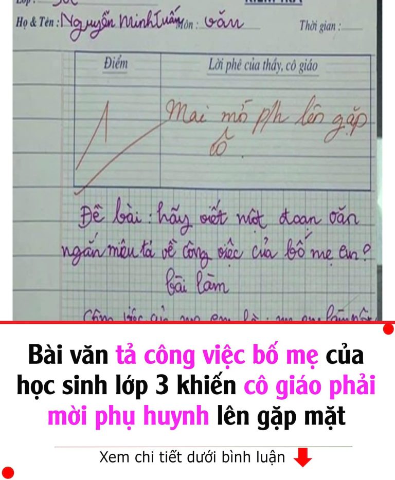 Bài văn tiểu học tả việc bố mẹ làm ở nhà làm cô giáo mời phụ huynh lên gấp