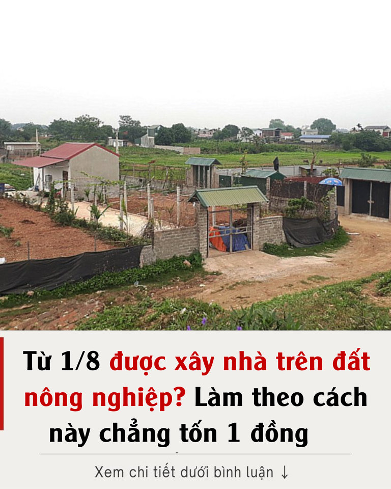 Từ 1.8, được xây nhà trên đất nông nghiệp? Làm theo cách này chẳng tốn 1 đồng