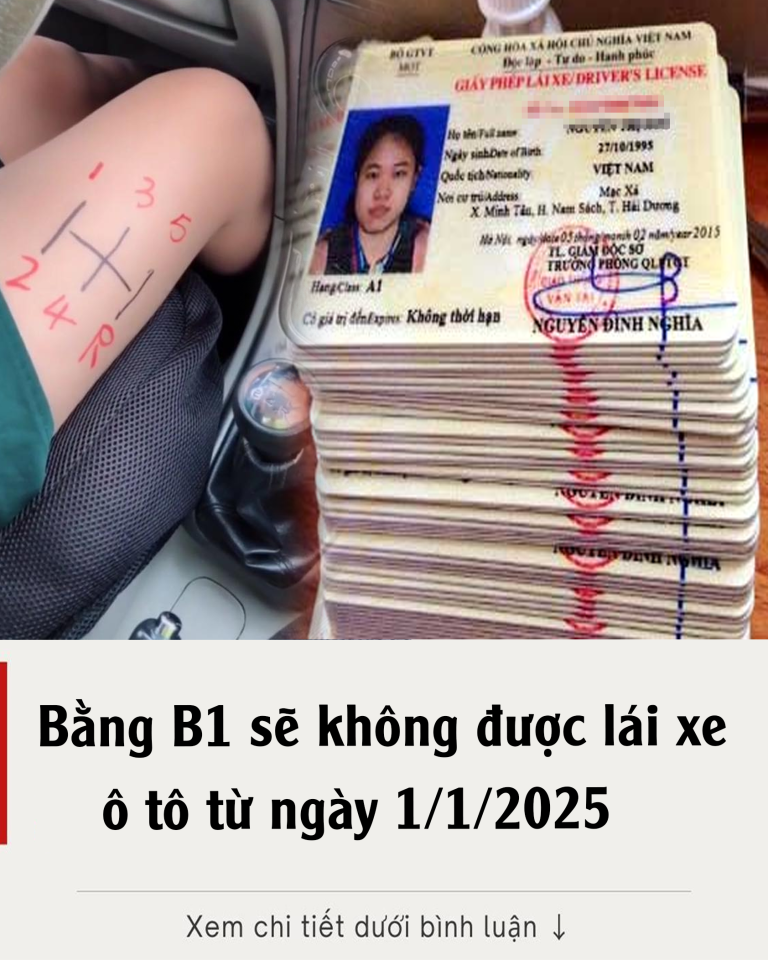 Bằng B1 sẽ không được lái xe ô tô từ ngày 1/1/2025