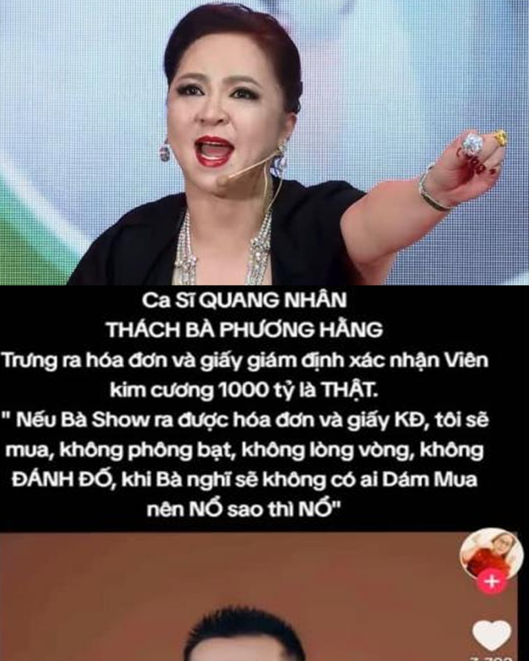 DZỪA LÒNG! Nam ca sĩ thách bà Phương Hằng show bill kiểm định kim cương sẽ mua lại với giá 1000 tỷ, và bây giờ thì…