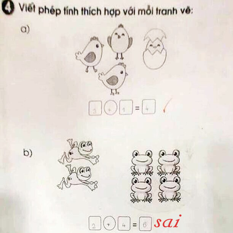 Con làm toán 2+4=6 bị cô giáo gạch sai, phụ huynh đăng lên nhóm zalo hỏi thì đều cho rằng: Con sai thật