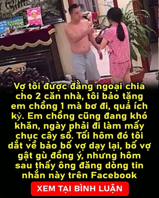 Vợ tôi được đằng ngoại chia cho 2 căn nhà, tôi bảo tặng em chồng 1 mà bơ đi, quá ích kỷ.