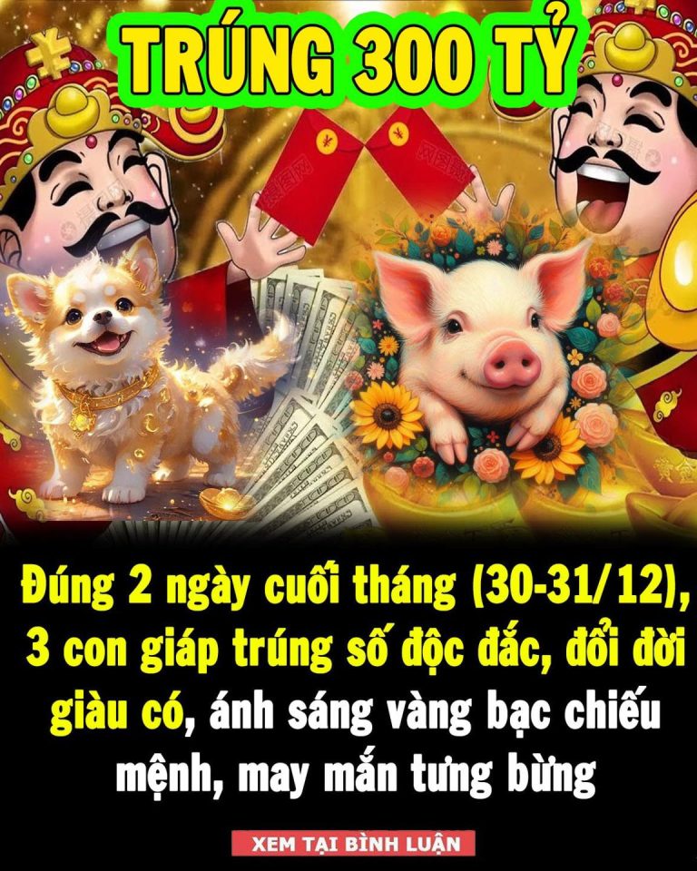 Đúng 2 ngày cuối tháng (30-31/12), 3 con giáp trúng số độc đắc, đổi đời giàu có, ánh sáng vàng bạc chiếu mệnh, may mắn tưng bừng, HỒNG PHÚC lan tỏa