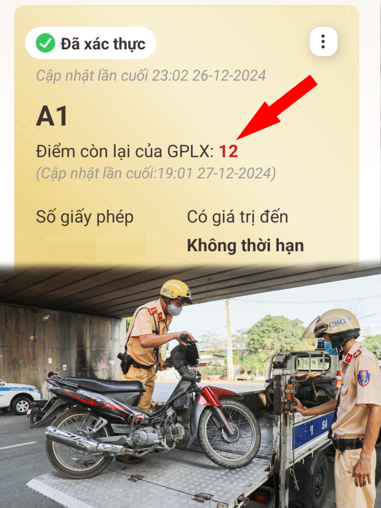 Từ 01/01/2025: Giấy phép lái xe có 12 điểm, trừ hết điểm sẽ không được lái xe trong 6 tháng, đã tích hợp trên VNEID