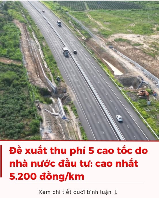 Đề xuất thu phí 5 cao tốc do nhà nước đầu tư: cao nhất 5.200 đồng/km