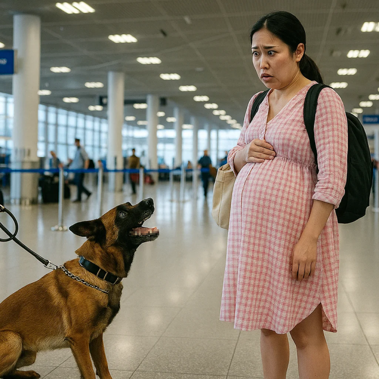 Cô gái mang th/ai bị chó nghiệp vụ sủa không ngừng – Hôm sau chú chó được lên tivi