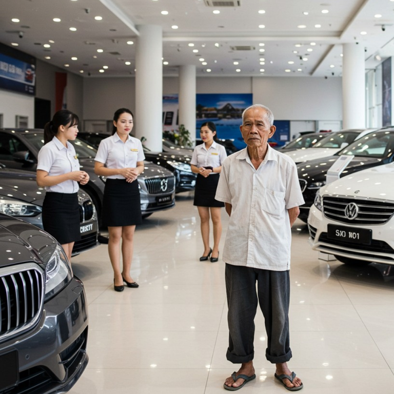Ông lão đi dép lê vào mua ô tô, nhân viên ck//ê ngh//èo không ai tiếp để rồi 5 phút sau thì…
