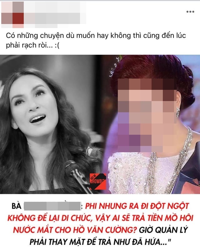 Trên MXH xuất hiện nhiều tin đồn thất thiệt về bản di chúc của cố ca sĩ Phi Nhung. Ảnh: Facebook