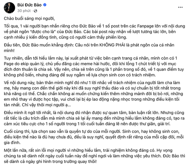 MC Đức Bảo lên tiếng về phát ngôn: Sinh con ra để kế thừa sự nghèo khó thì không sinh là 1 loại lương thiện - Ảnh 2.